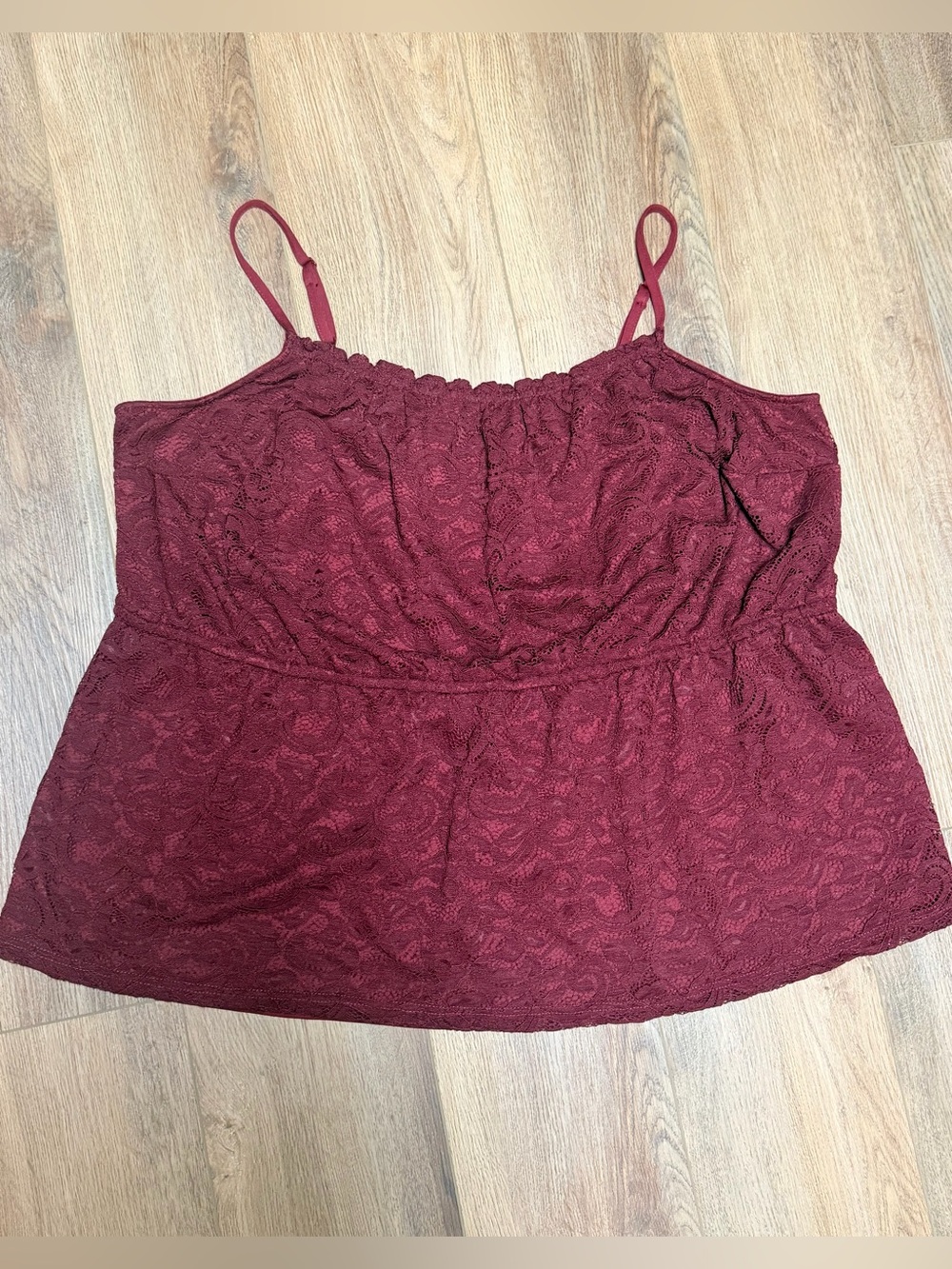 Lane Bryant Burgundy Lace Babydoll Cami Tank 26/28 Plus Romantic‎ Date Night